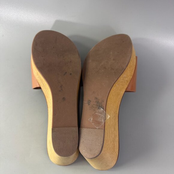Tory Burch INES Wedge/Slide TAN/ SPARK GOLD Size 6.5 - Picture 9 of 13
